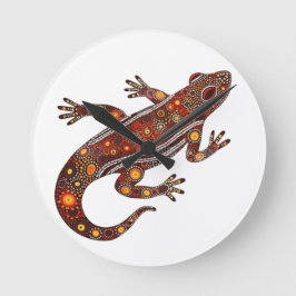 aboriginal style salamander in red colors rund klocka