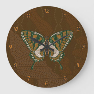 Aboriginal Swallowtail Clock Stor Klocka