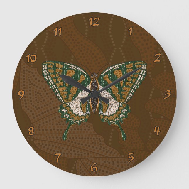 Aboriginal Swallowtail Clock Stor Klocka (Framsida)