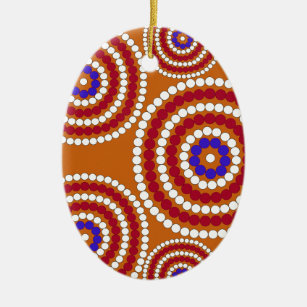 Aboriginal upplaga julgransprydnad keramik