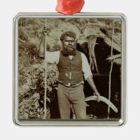 Aborigine med en bumerang, c.1860s (sepiafotoet)