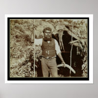 Aborigine with a Boomerang, c.1860 s (sepia-foto)