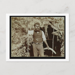 Aborigine with a Boomerang, c.1860 s (sepia-foto) Vykort