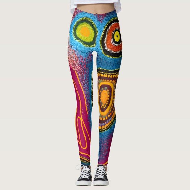 Aboriginell Abstrakt Artikel 101 Leggings (Framsida)