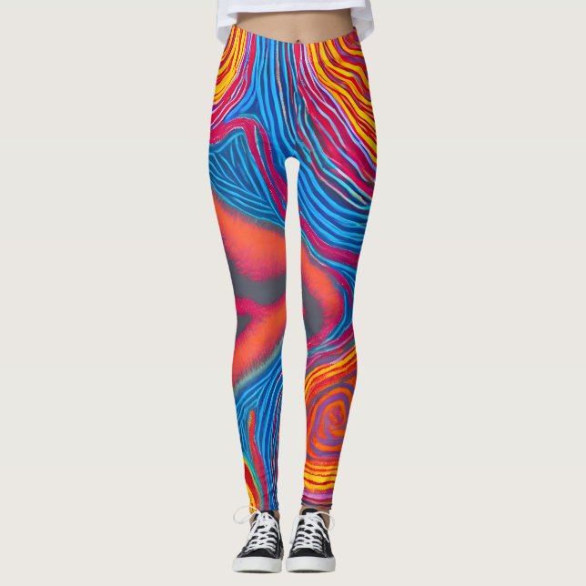 Aboriginell Abstrakt Artikel 103 Leggings (Framsida)
