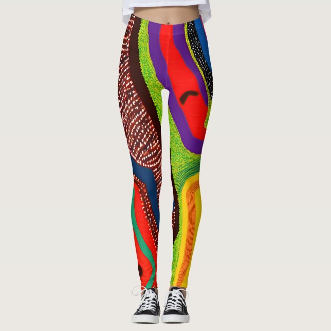 Aboriginell Abstrakt Artikel Vol 06 Leggings (Framsida)
