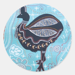 Aboriginell Art Cassowary Sticker Runt Klistermärke