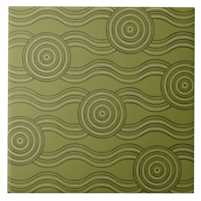 Aboriginell konsthubb kakelplatta (Framsidan)