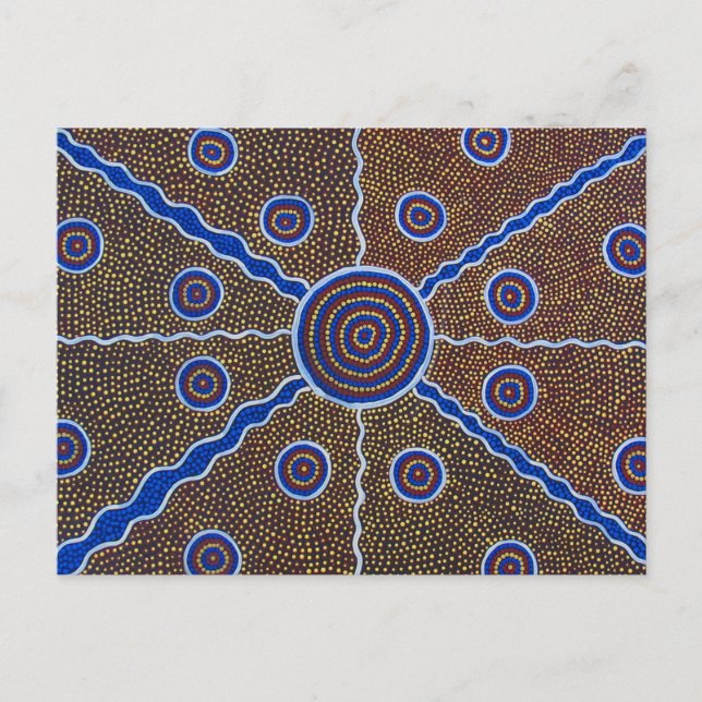 aboriginell konstmålning australia abstrakt design vykort (Framsida)