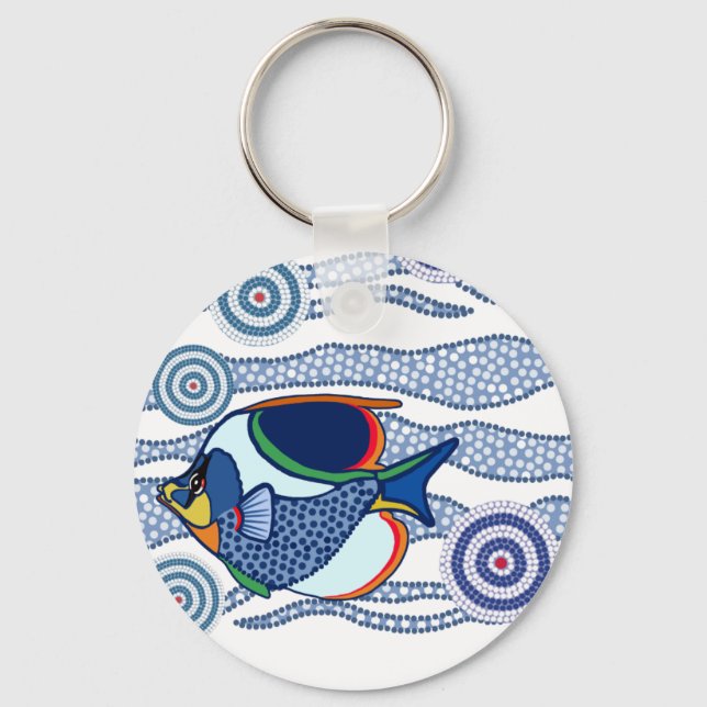 Aboriginell prickart fisk-01 nyckelring (Framsida)