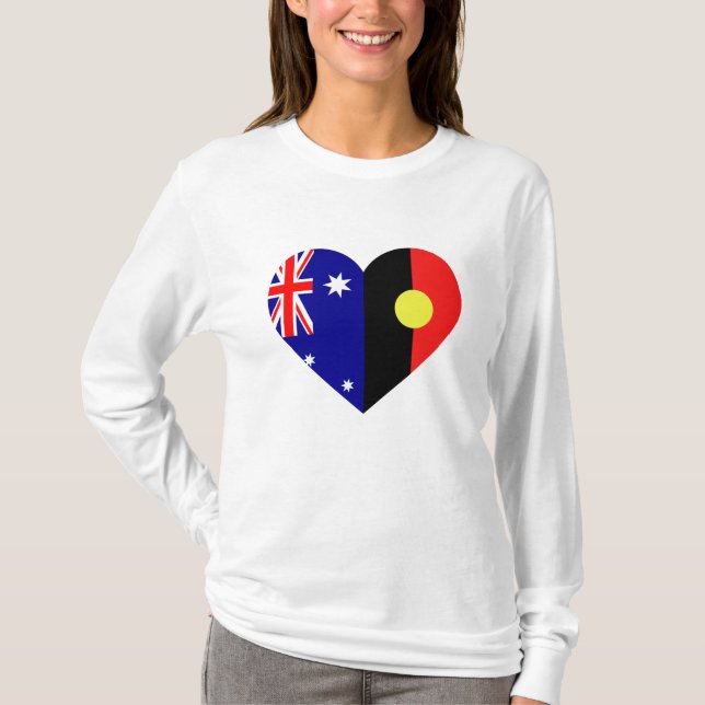 Aboriginska australiensiska hjärtflaggor t shirt (Framsida)