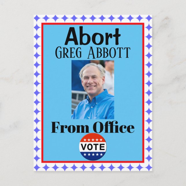 Abort Greg Abbott Postcard Vykort (Framsida)