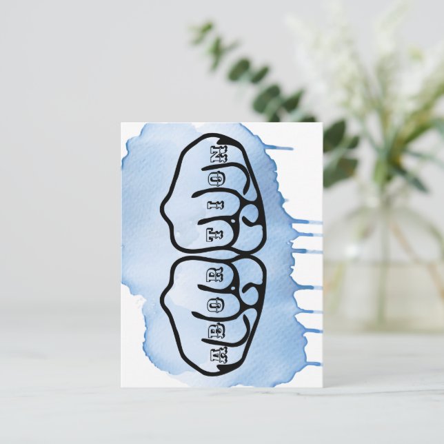 Abort Knuckle Tatueringar Vykort (Stående Fram)
