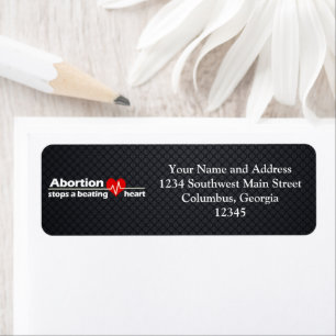 Abortion stoppar ett slagande hjärta, ProLife Returadress Etikett