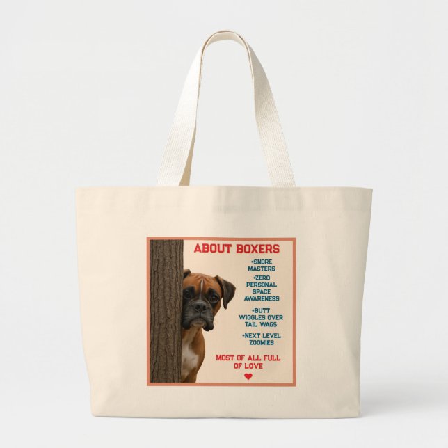 About Boxers Funny & Loving Boxer Dog Quote Design Jumbo Tygkasse (Framsidan)
