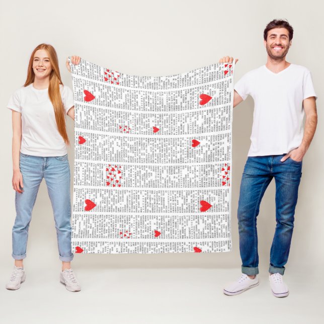 About Love Typography Heart Pattern Fleece Blanket (På plats)