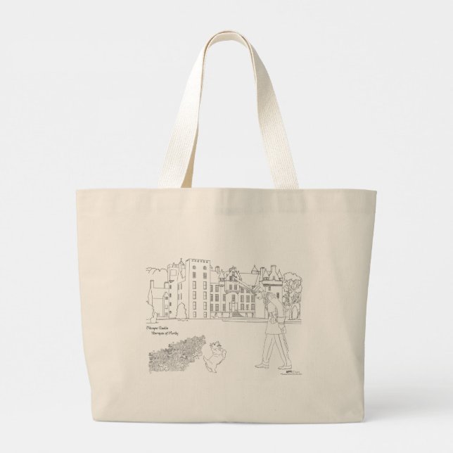 Aboyne Castle Archer och Scottie Hund Tote Bag Jumbo Tygkasse (Baksida)