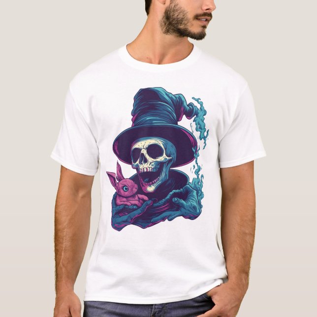 Abra-Cadabra Ben Funny Magic Dödskalle T Shirt (Framsida)