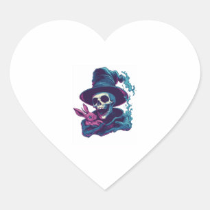 Abra-Cadabra Bones - Funny Magic Skull Hjärtformat Klistermärke