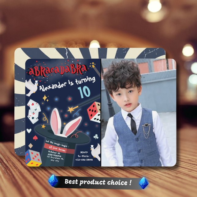 Abracadabra Birthday Magic Party Magician Photo Inbjudningar (Skapare uppladdad)