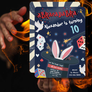 Abracadabra Birthday Magic Party Magician Theme Inbjudningar