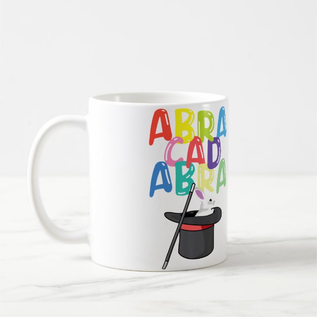Abracadabra Magician Rabbit In A Hat Magic Wand Kaffemugg (Vänster)