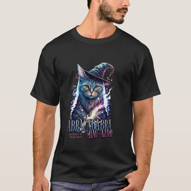 Abracadabra Miau-Azam Katt Trollkarl Magi T Shirt (Framsida)