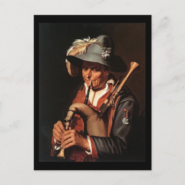 Abraham Bloemaert Bagpiper Vykort (Framsida)