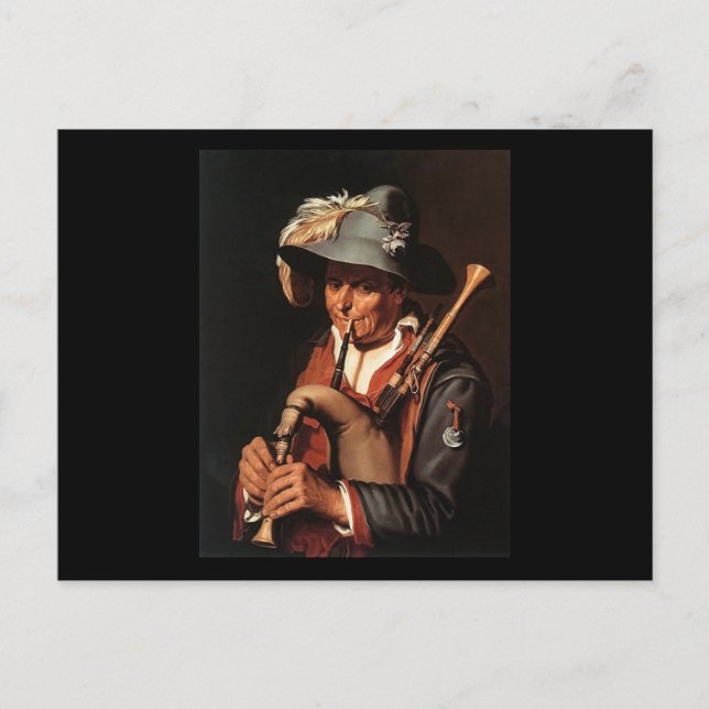 Abraham Bloemaert Bagpiper Vykort (Framsida)