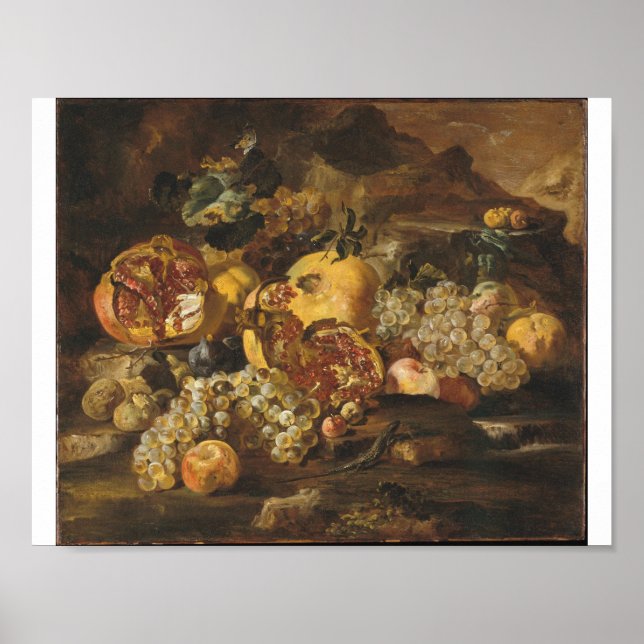 Abraham Brueghel - granater och annan frukt Poster (Framsidan)