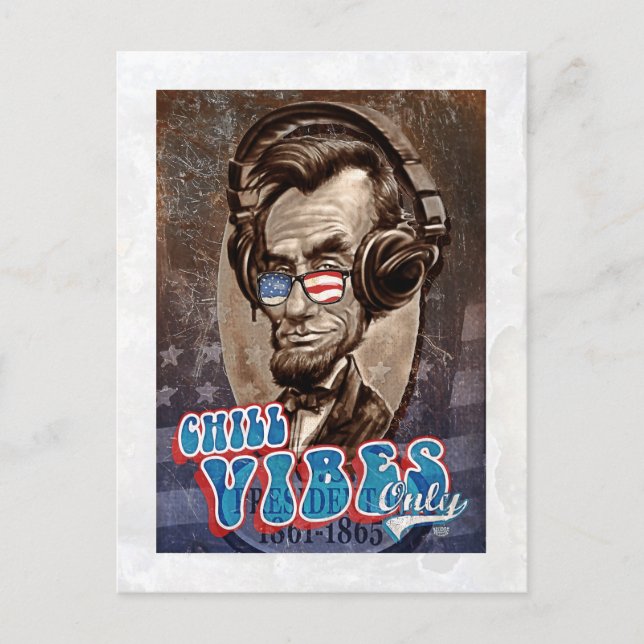 Abraham Chillincoln Lincoln Music Headphone Vykort (Framsida)