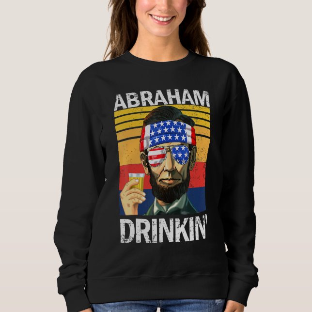 Abraham Drinkin 4:e juli: Drick Party Abe Lin T Shirt (Framsida)