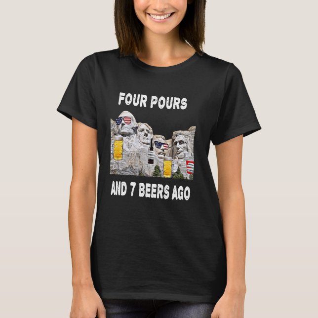 Abraham Drinkin Tshirt Mount Rushmore Funny 4:e av T Shirt (Framsida)
