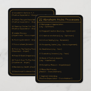 Abraham Hicks LOA 22 Processes List Black Card Inbjudningar