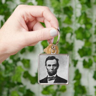Abraham Lincoln: 16:e Amerikas president Fyrkantig Silverfärgad Nyckelring