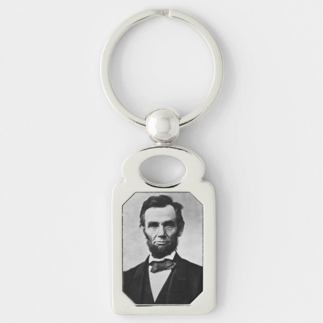 Abraham Lincoln: 16:e Amerikas president Rektangulärt Silverfärgad Nyckelring (Framsidan)