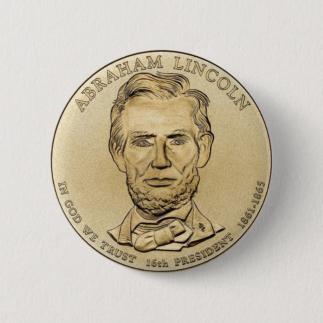 Abraham Lincoln $1 President Coin Button Knapp (Framsida)