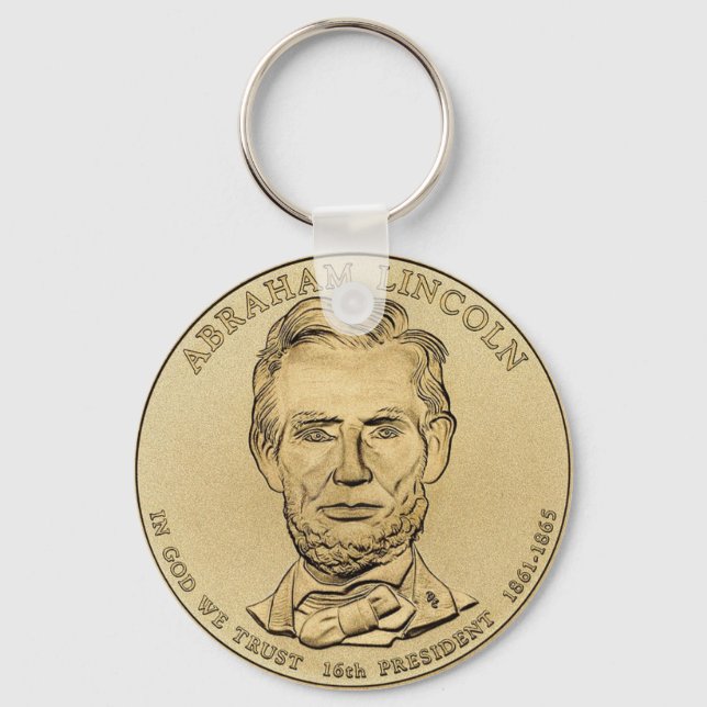 Abraham Lincoln $1 Presidentens Coin Keychain Nyckelring (Framsida)
