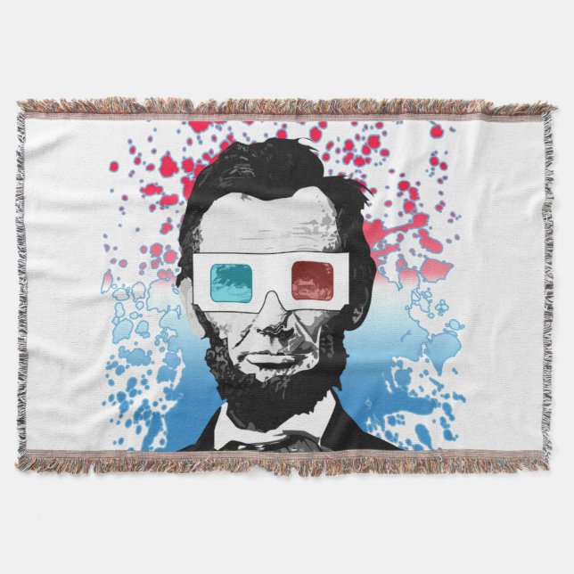 Abraham Lincoln 3D-glasögon Patriotiskt Rött Blått Filt (Framsidan)