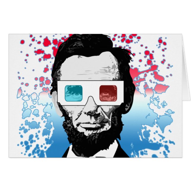 Abraham Lincoln - 3D Hälsningskort (Framsidan Horizontal)