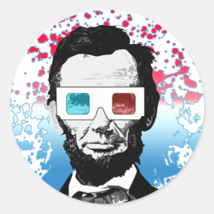 Abraham Lincoln - 3D Runt Klistermärke