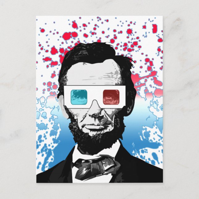 Abraham Lincoln - 3D Vykort (Framsida)