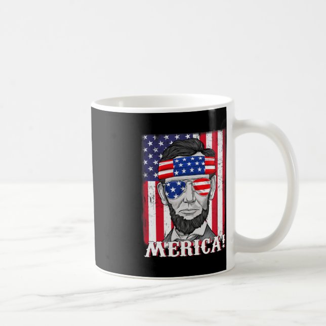 Abraham Lincoln 4:e juli Merica American Flagga B Kaffemugg (Höger)