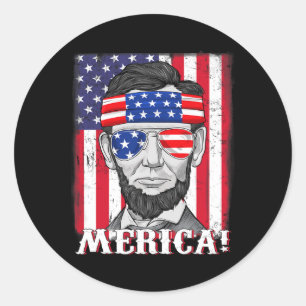 Abraham Lincoln 4:e juli Merica American Flagga B Runt Klistermärke
