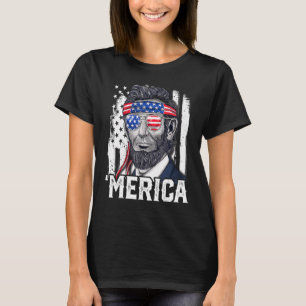 Abraham Lincoln 4:e juli Merica American Flagga B T Shirt