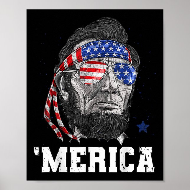 Abraham Lincoln 4:e juli Merica Manar Women Ameri Poster (Framsidan)