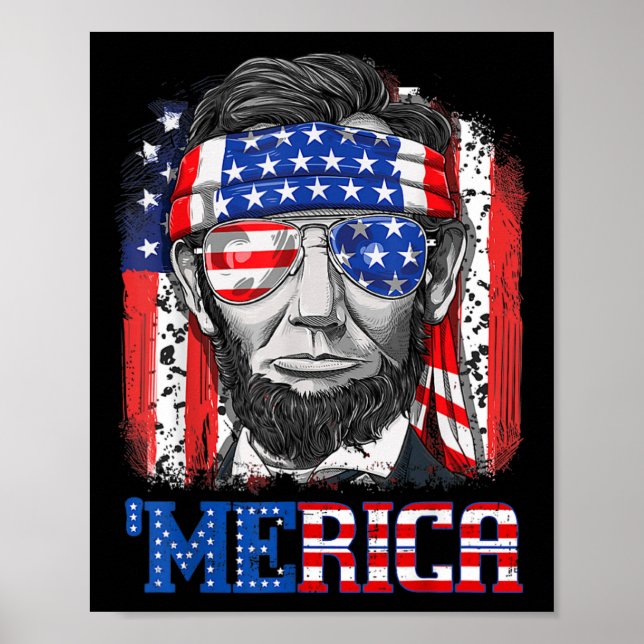 Abraham Lincoln 4:e juli Merica Manar Women Ameri Poster (Framsidan)
