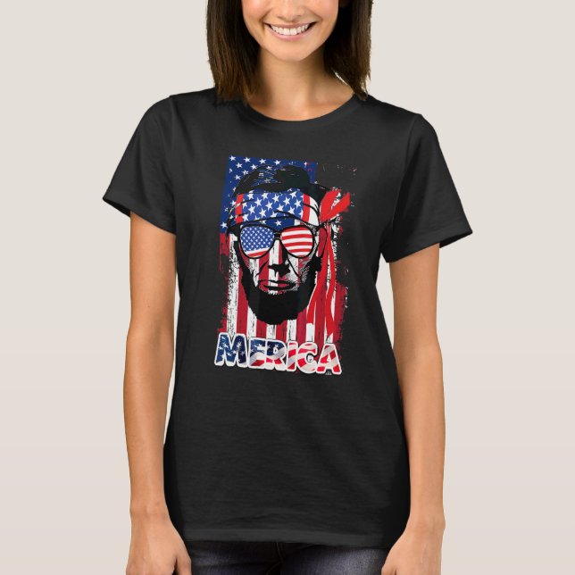 Abraham Lincoln 4:e juli Merica Manar Women Ameri T Shirt (Framsida)