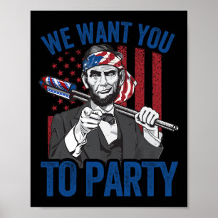 Abraham Lincoln 4:e juli Shirt Manar American USA Poster
