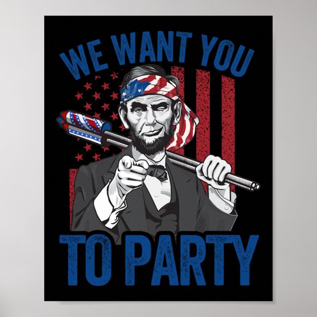 Abraham Lincoln 4:e juli Shirt Manar American USA Poster (Framsidan)